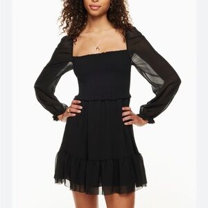WIlfred Aritzia Tempest black long sleeve mini dress
